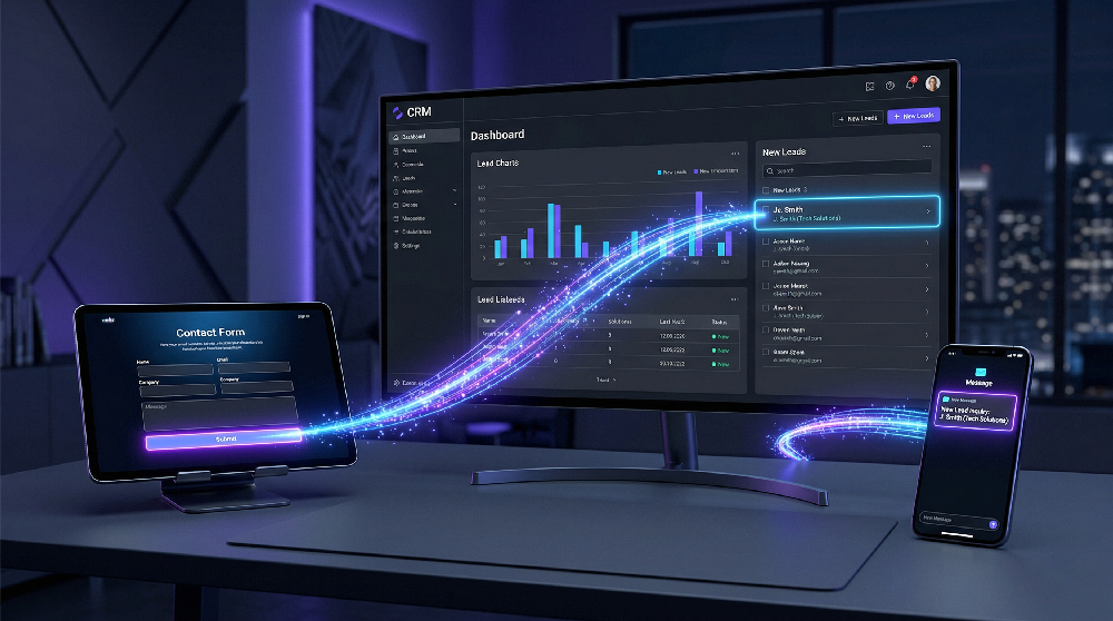 Digital diagram showing instant speed to lead and automated CRM routing for South African businesses.